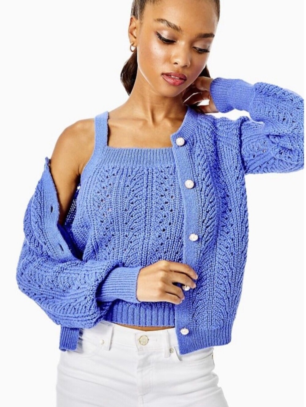 Lilly Pulitzer Zabrina Periwinkle Knit Tank and cardigan sweater set